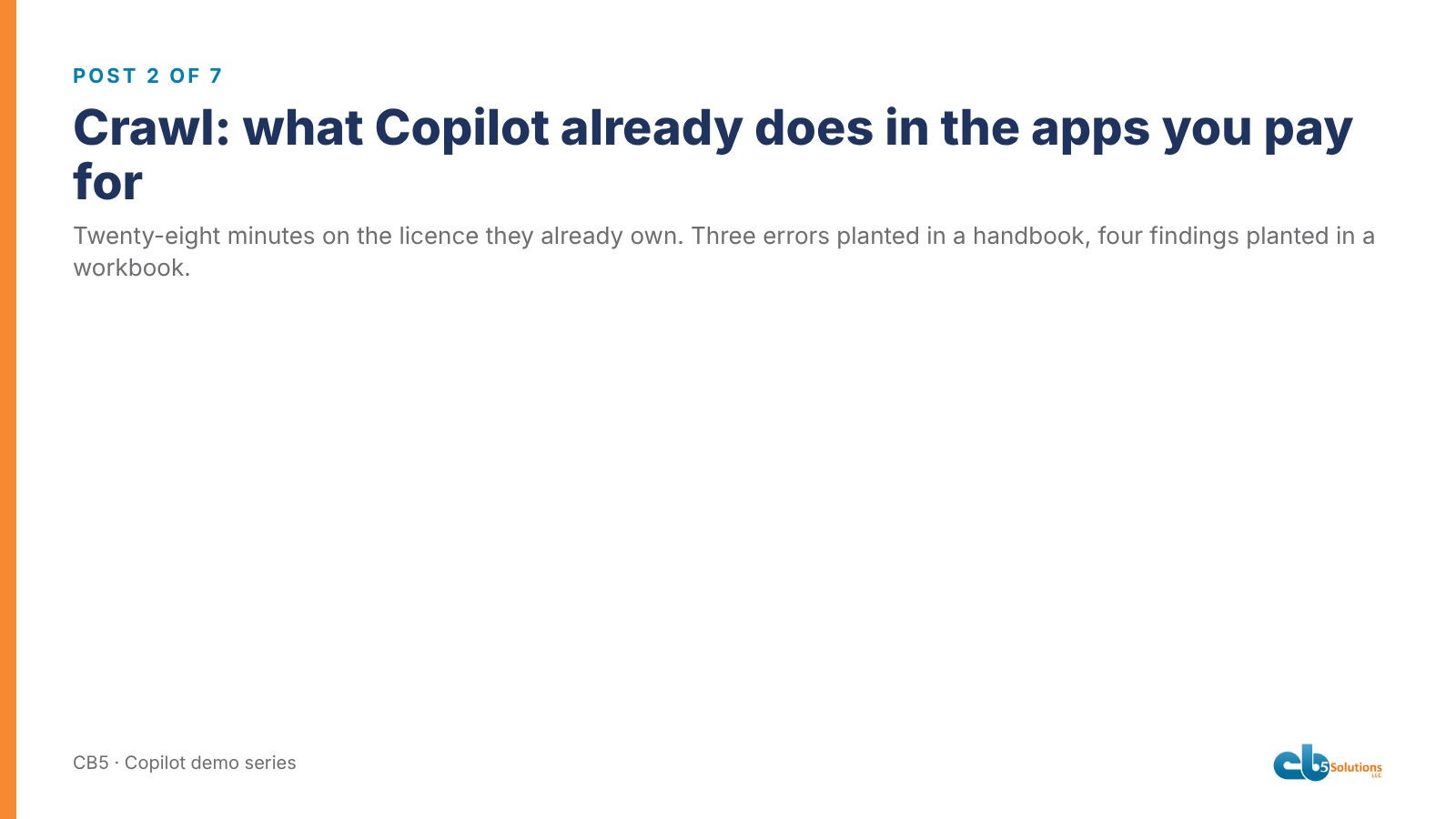 The crawl stage: Copilot inside Outlook, Teams, Word, PowerPoint and Excel